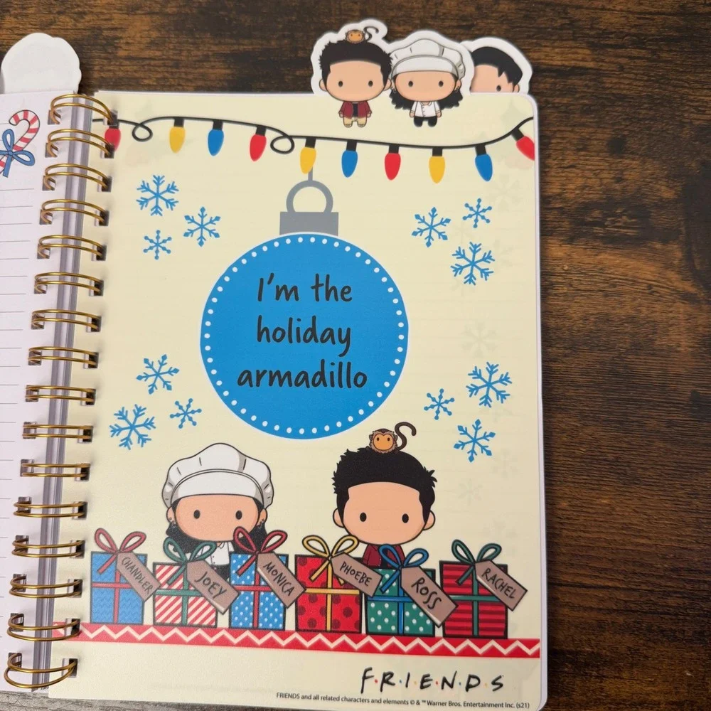 New Friends TV Show Christmas Journal Teal Chibi Holiday Spiral Notebook